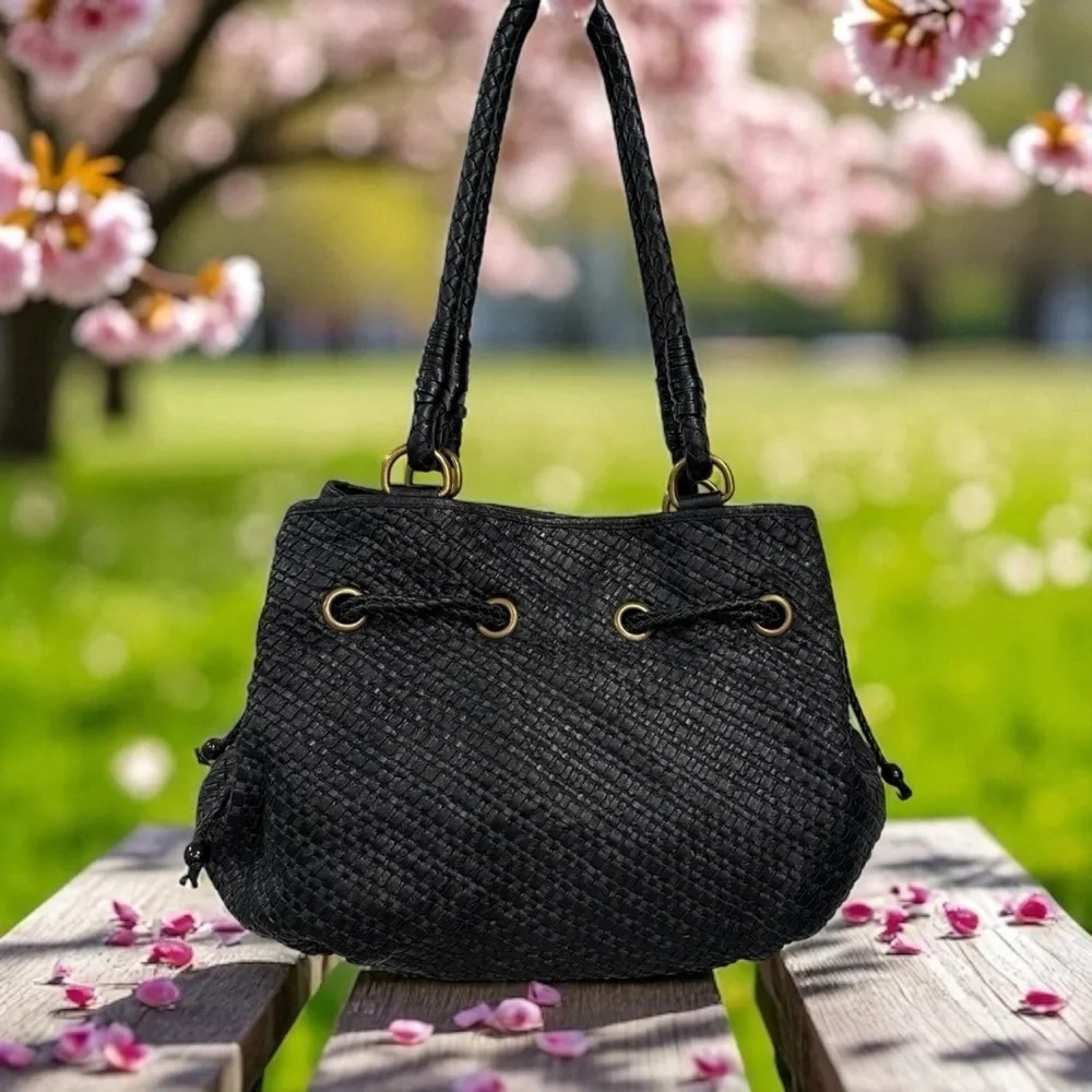 The Sak Black Woven Hobo Bag